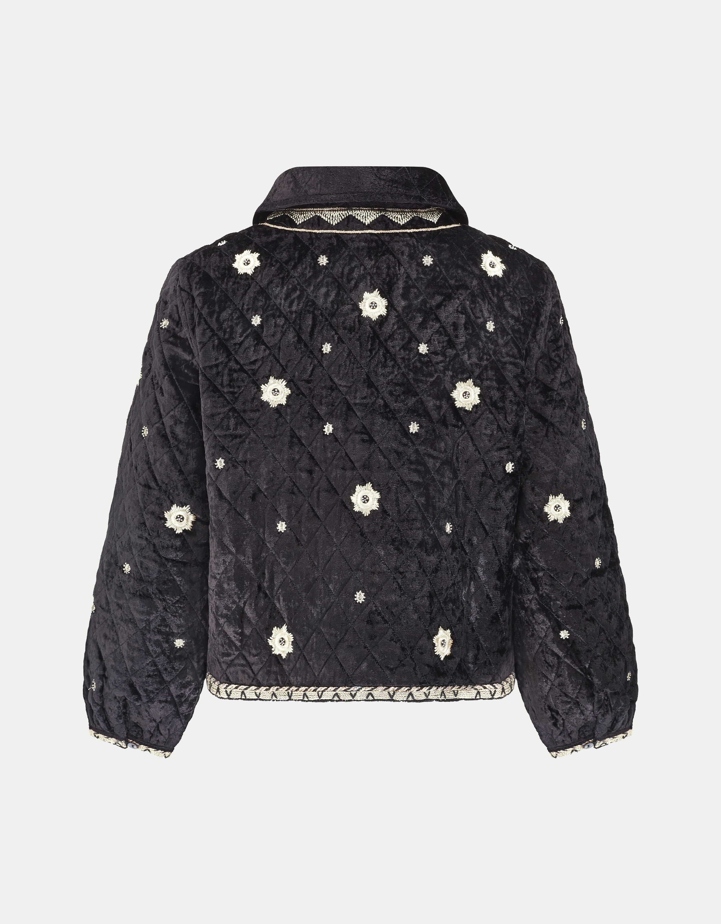 Quilted embroidered jacket deals