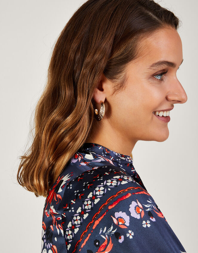 Textured Thick Hoop Earrings, , large