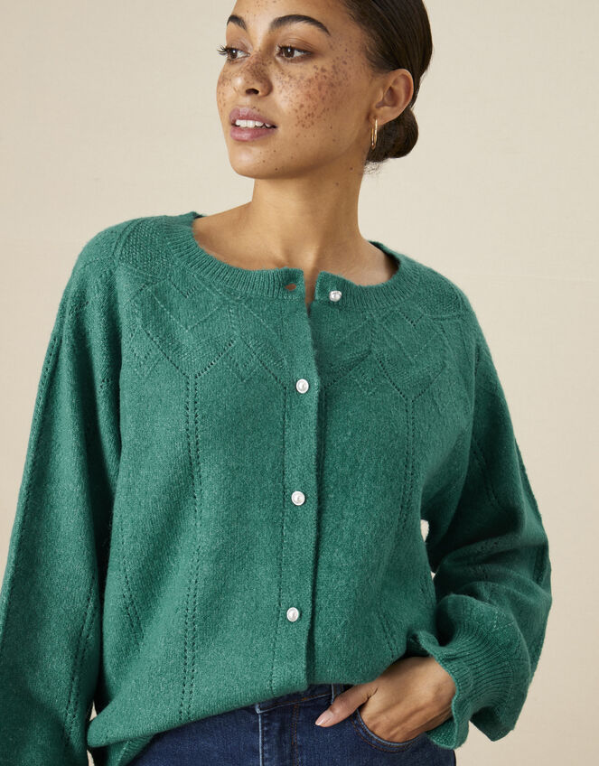 Pretty Pointelle Cardigan Green