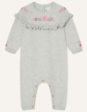 Newborn Floral Knit Sleepsuit, Grey (GREY), large