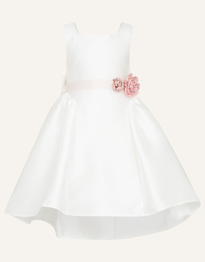 Cynthia Corsage Belt Dress, Ivory (IVORY), large