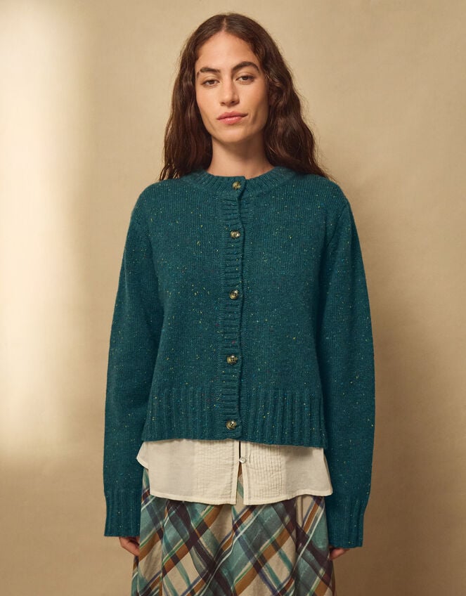 East Zoya Crew Neck Cardigan, Teal (TEAL), large
