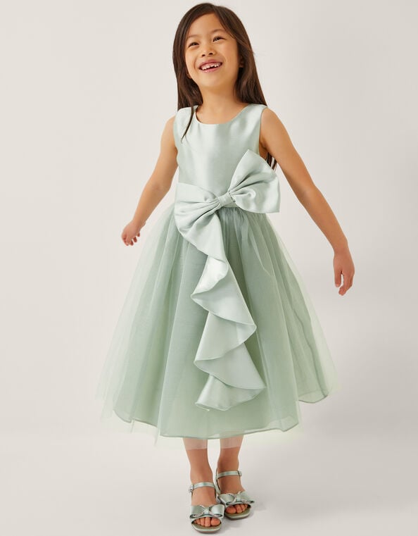 Waterfall Bow Tulle Dress , Green (SAGE), large