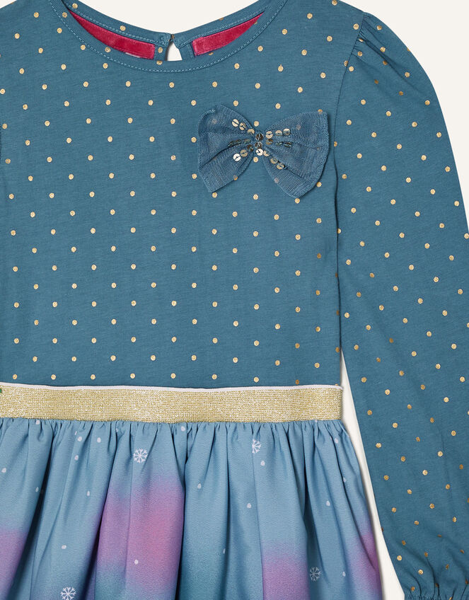 Christmas Scene Border 2-in-1 Dress , Teal (TEAL), large