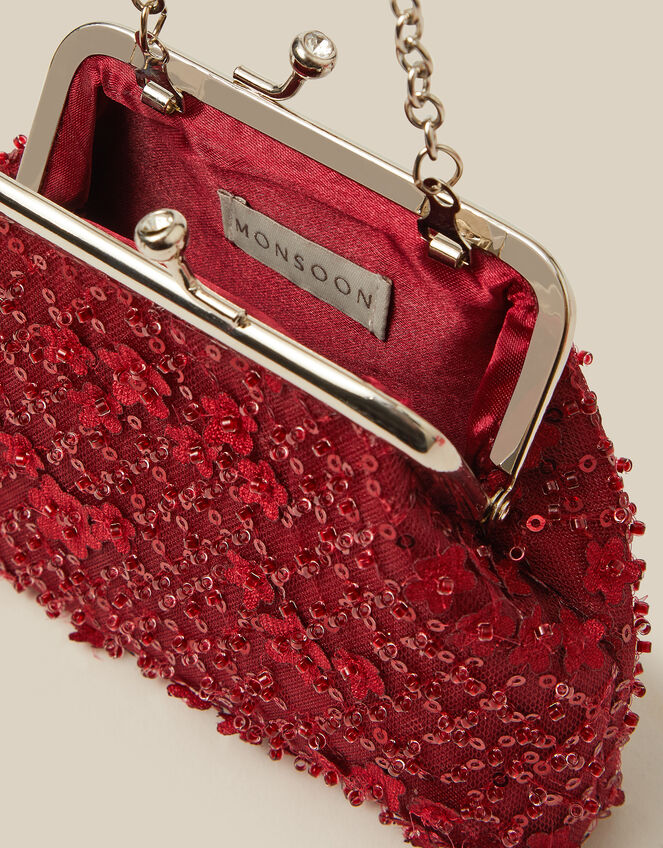 Taylor Beaded Bag , Red (BURGUNDY), large