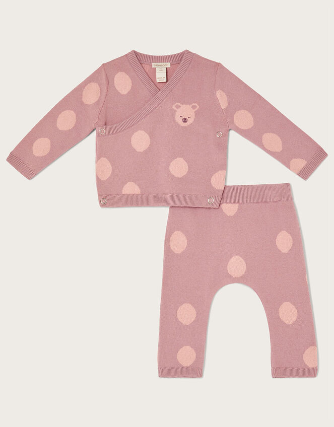 Newborn Bear Knit Wrap Top and Leggings Set, Purple (LILAC), large