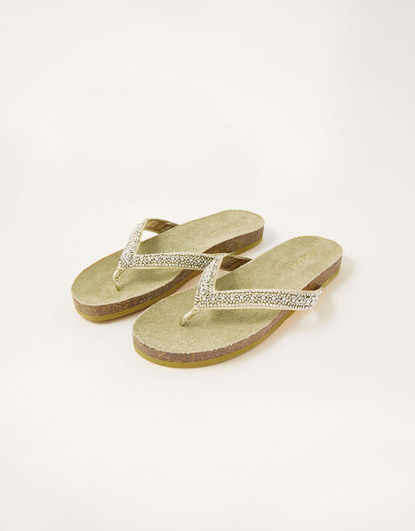 Embellished Toe-Post Flatform Sandals Gold, Gold (GOLD), large
