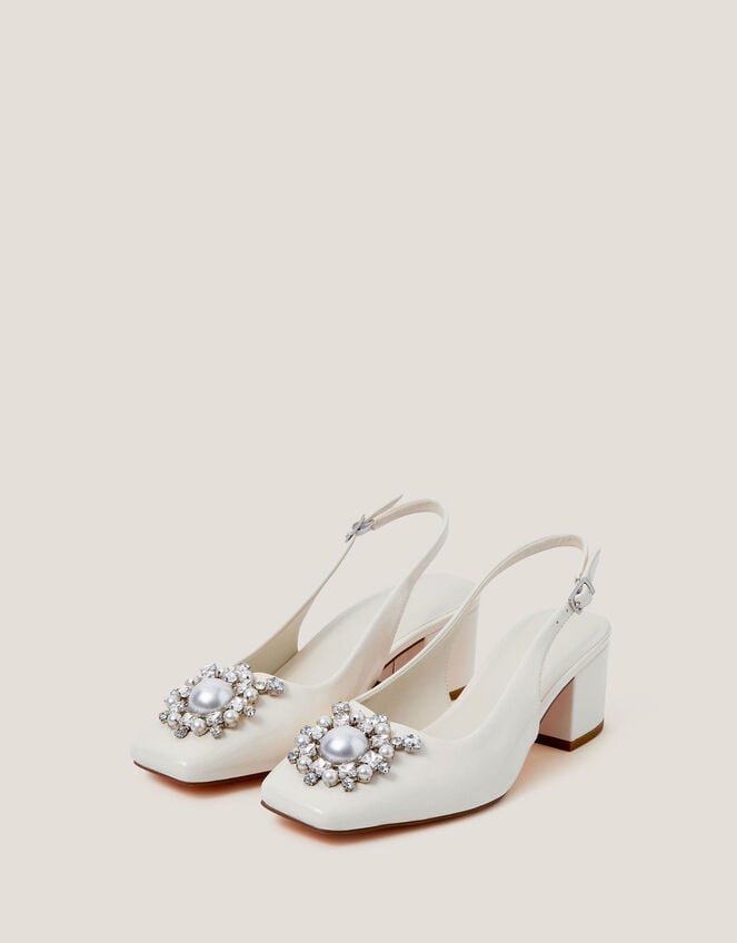 Wynn Pearl Slingback Heels, Ivory (IVORY), large