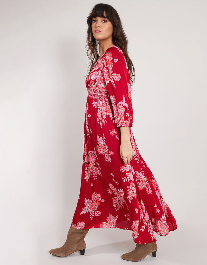 East Floral Print Maxi Dress, Red (RED), large