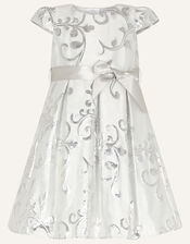 Baby Mira Jacquard Dress, Silver (SILVER), large