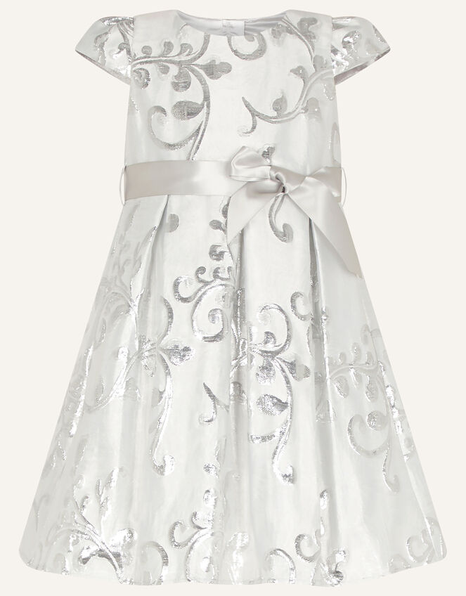 Baby Mira Jacquard Dress, Silver (SILVER), large