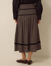 Elise Check Print Midi Skirt , Black (BLACK), large