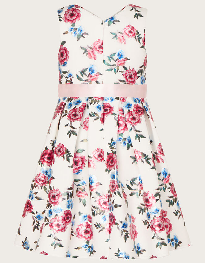 Pansy Foil Print Scuba Dress, Ivory (IVORY), large
