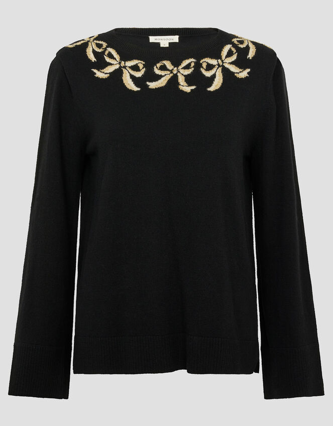 Bree Bow Neck Jumper, Black (BLACK), large