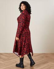 Floral Print Hanky Hem Shirt Dress, Black (BLACK), large