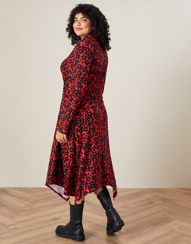 Floral Print Hanky Hem Shirt Dress, Black (BLACK), large