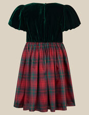 Elspeth Puff Sleeve Tartan Party Dress, Green (GREEN), large