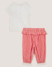 Baby Embroidered Gingham Top & Trouser Set, Pink (PINK), large