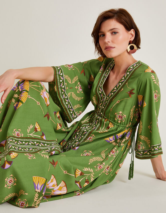 Mollie Printed Midi Dress, Green (GREEN), large