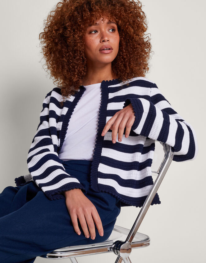 Samara Stripe Cardigan, Blue (BLUE), large