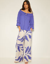 Ava Off-The-Shoulder Smock Top, Blue (BLUE), large