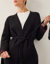 Beta Belted Longline Coatigan, Black (BLACK), large