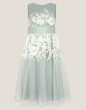 Felicity Floral Embroidered Mesh Dress, Green (SAGE), large