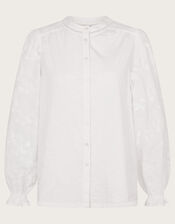 Indi Embroidered Sleeve Shirt, Ivory (IVORY), large