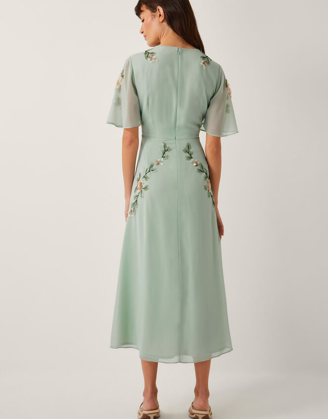 Cora Embellished Floral Midi Dress, Green (SAGE), large