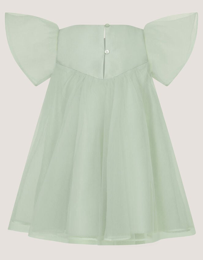 Baby Winnie Satin Bow Party Dress, Green (SAGE), large