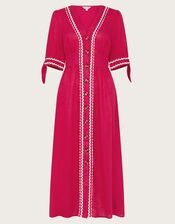 Lita V-Neck Ric Rac Midi Dress, Pink (PINK), large