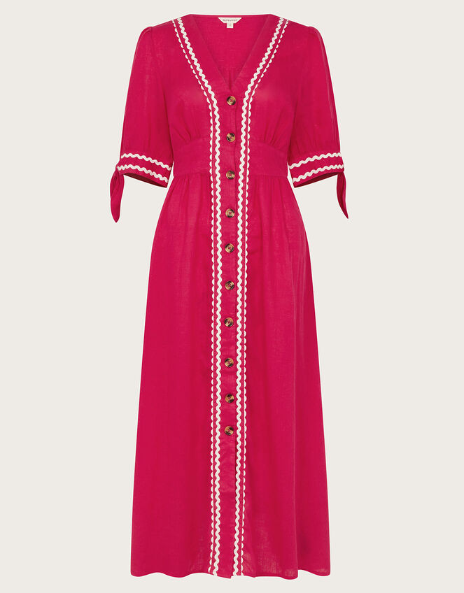 Lita V-Neck Ric Rac Midi Dress, Pink (PINK), large