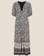 Heritage Print Midi Dress, Black (BLACK), large