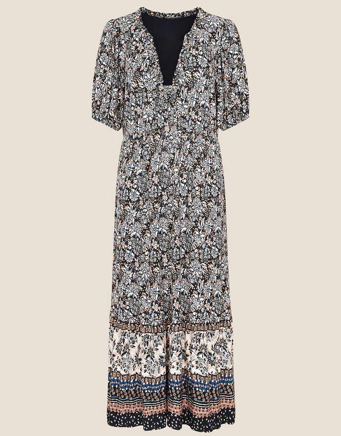 Heritage Print Midi Dress Black