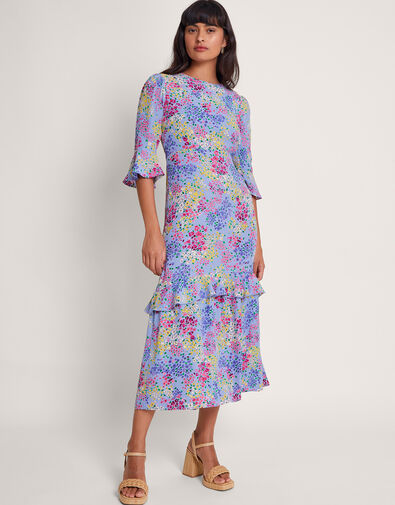 Micola Ditsy Tea Ruffle Dress, Blue (BLUE), large