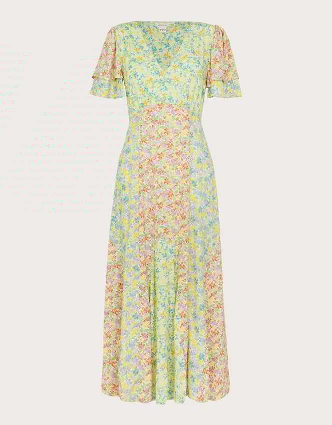 Tatum Floral Tea Dress, Orange (ORANGE), large