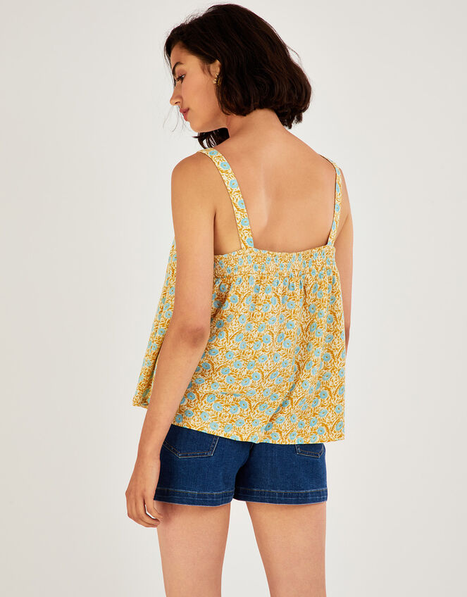 Ditsy Crochet Trim Cami Top, Yellow (OCHRE), large