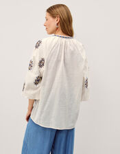 Zoey Embroidered Tunic Top, Ivory (IVORY), large