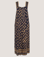 Clover Print Culotte Jumpsuit, Blue (NAVY), large