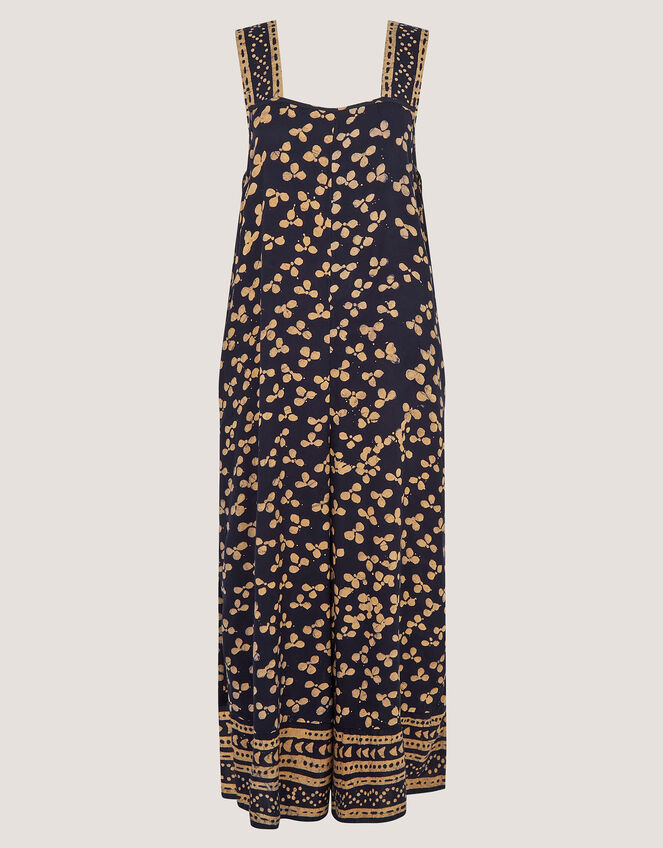 Clover Print Culotte Jumpsuit, Blue (NAVY), large