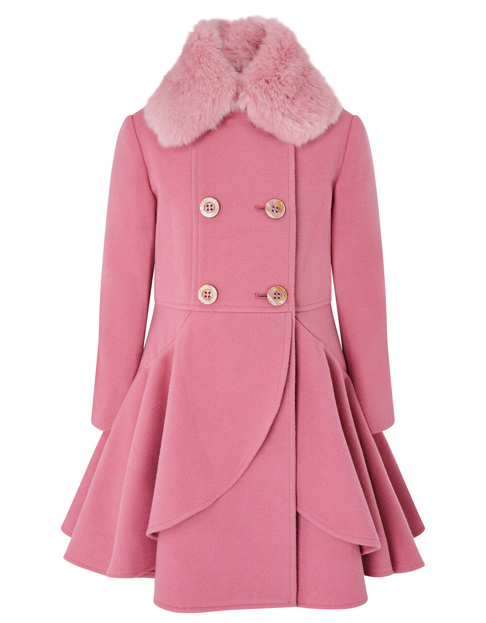 Twirl Ruffle Coat Pink Girls' Coats & Jackets Monsoon UK.