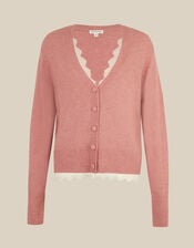 Lula Lace Trim Cardigan, Pink (BLUSH), large