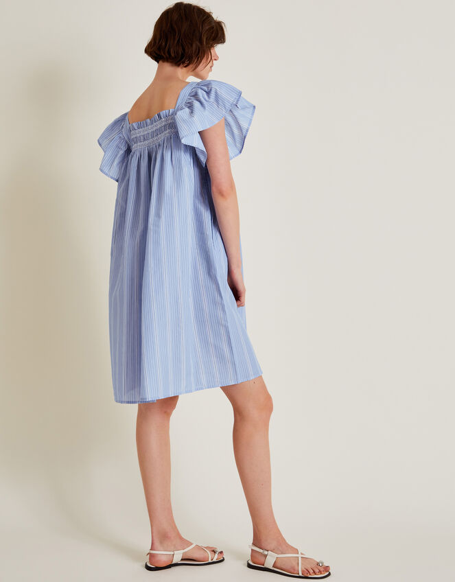 Dora Smock Frill Mini Dress, Blue (BLUE), large