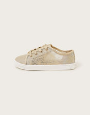 Sparkle Lace Trainers, Gold (GOLD), large