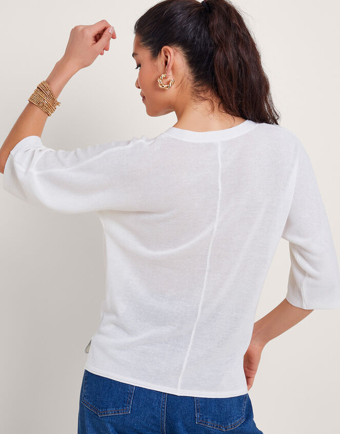 Bea Short Sleeve Cardigan, Ivory (IVORY), large