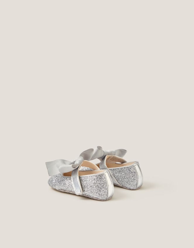 Baby Bow Glitter Headband & Booties Set, Silver (SILVER), large