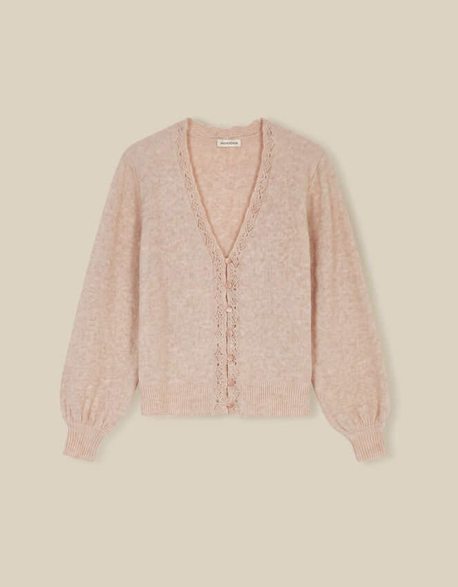 Talitha V-Neck Pointelle Cardigan, Mink (MINK), large