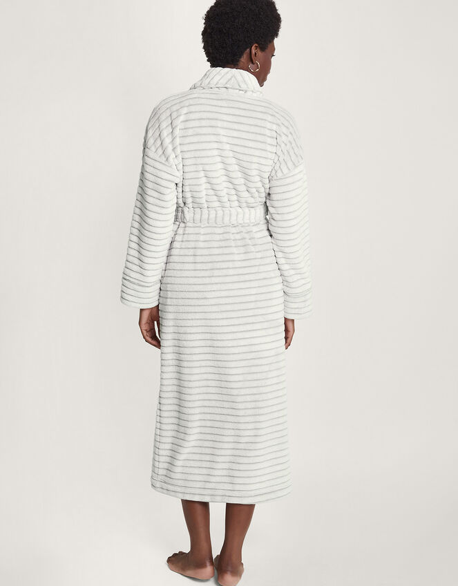 Stripe Textured Dressing Gown, Grey (GREY), large