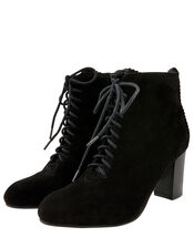 Lia Suede Lace-Up Ankle Boots, Black (BLACK), large