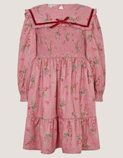 Ditsy Floral Square Collar Dress, Pink (PINK), large